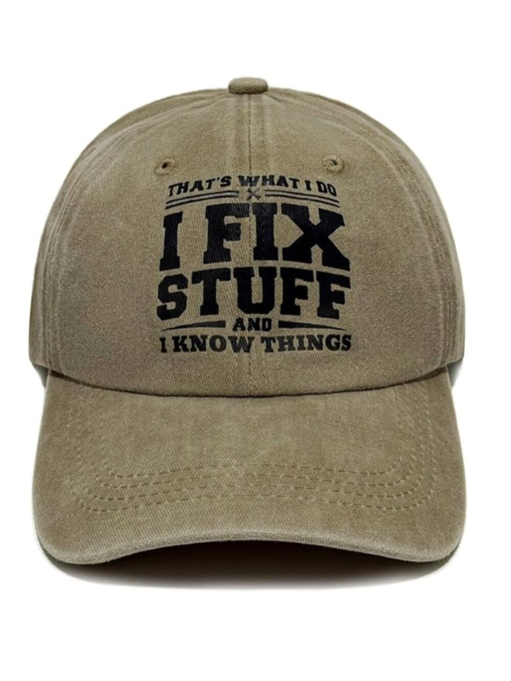 Men's Hat, I Fix Stuff and I Know Things Cotton Baseball Cap, KHAKI